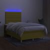 vidaXL Cama box spring con colch&oacute;n y LED tela verde 120x200 cm