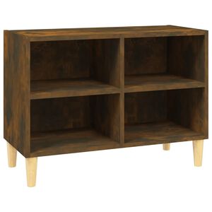 vidaXL Mueble de TV patas de madera maciza roble ahumado 69,5x30x50 cm