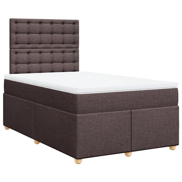 vidaXL Cama box spring con colch&oacute;n tela marr&oacute;n oscuro 120x190 cm