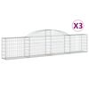 vidaXL Cestas de gaviones 3 uds forma de arco hierro 300x30x60/80 cm