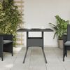 vidaXL Mesa de jard&iacute;n superficie de vidrio rat&aacute;n PE negro 80x80x75 cm
