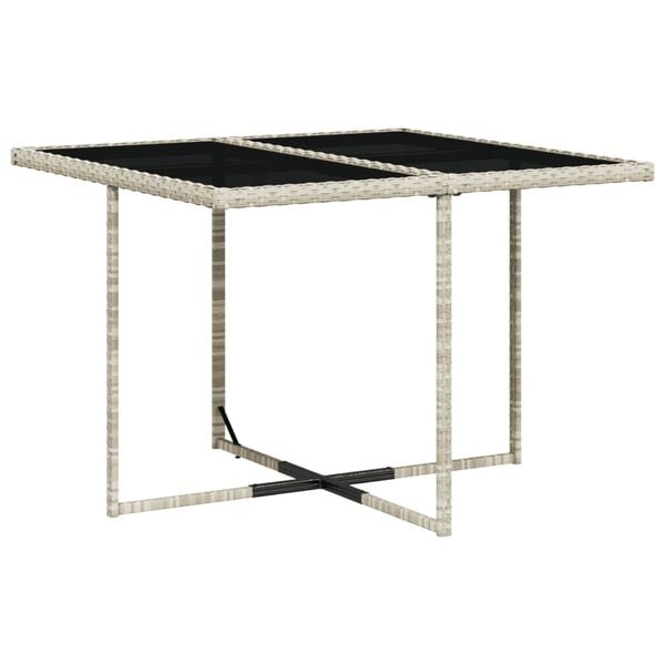 vidaXL Set comedor de jard&iacute;n 5 pzas cojines rat&aacute;n sint&eacute;tico gris claro