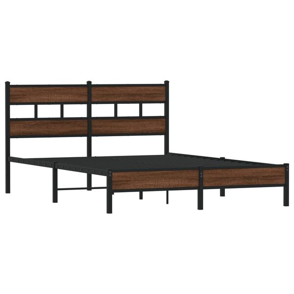 vidaXL Estructura de cama sin colch&oacute;n madera marr&oacute;n roble 160x200 cm
