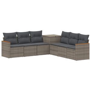 vidaXL Juego de Sof&aacute; 7 uds. Gris y Gris Oscuro Rat&aacute;n sint&eacute;tico y acero