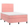 vidaXL Cama box spring colch&oacute;n y LED terciopelo rosa 120x200 cm