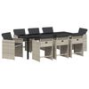 vidaXL Conjunto de Comedor de Jard&iacute;n 9 pcs Gris Claro rat&aacute;n sint&eacute;tico