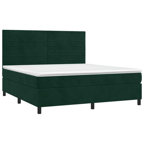 vidaXL Cama box spring con colch&oacute;n terciopelo verde oscuro 160x200 cm