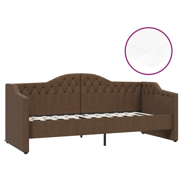 vidaXL Sof&aacute; cama con colch&oacute;n USB de tela marr&oacute;n oscuro 90x200 cm