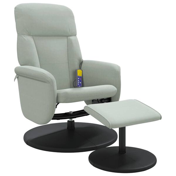 vidaXL Sill&oacute;n reclinable masaje con reposapi&eacute;s terciopelo gris claro