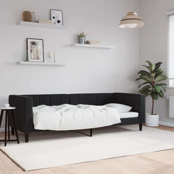 vidaXL Sof&aacute; cama sin colch&oacute;n terciopelo negro 80x200 cm