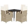 vidaXL Set comedor de jard&iacute;n 5 pzas con cojines rat&aacute;n sint&eacute;tico beige