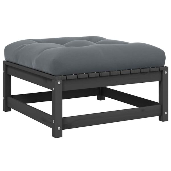 vidaXL Taburetes de jardín con cojines madera maciza de pino gris