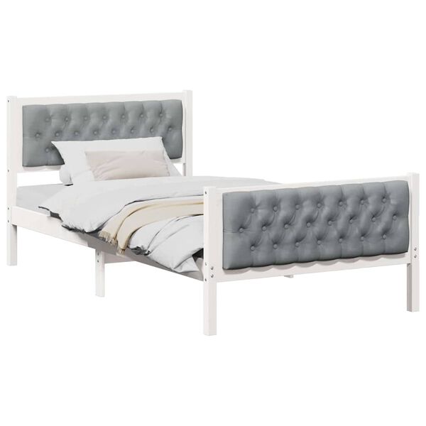 vidaXL Estructura de cama con cabecera Gris Claro 100 x 200 cm