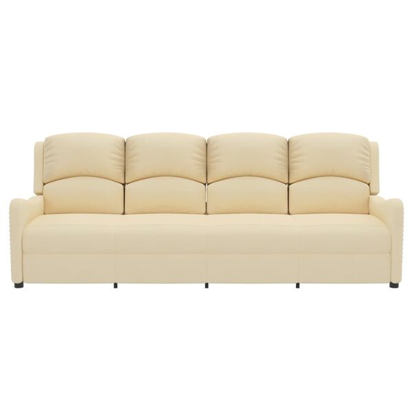 vidaXL Sillón reclinable de masaje de 4 plazas tela crema