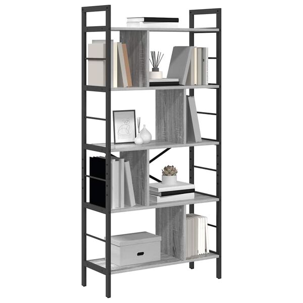 vidaXL Estante de libros Gris Sonoma 75 x 30 x 156 cm