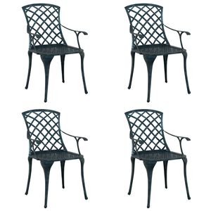 vidaXL Silla de Jard&iacute;n 4 pcs Verde 61 x 60,5 x 93cm Aluminio