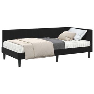 vidaXL Estructura de Cama Esquina con Colch&oacute;n 2 pcs Negro Terciopelo