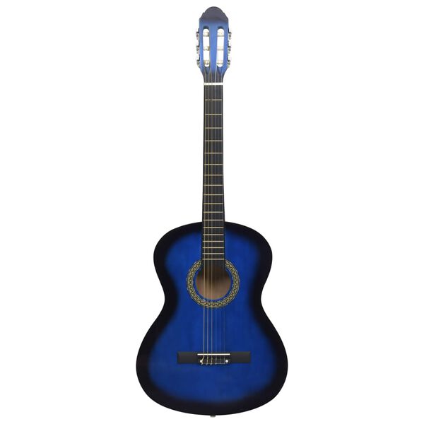 vidaXL Guitarra cl&aacute;sica para principiantes con funda azul 4/4 39"