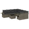 vidaXL Set de muebles de jard&iacute;n 9 pzas y cojines rat&aacute;n sint&eacute;tico gris
