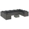 vidaXL Set de muebles de jard&iacute;n 10 pzas y cojines rat&aacute;n sint&eacute;tico gris