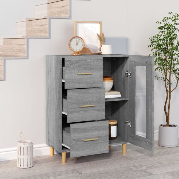 vidaXL Aparador de madera de ingeniería gris Sonoma 69,5x34x90 cm