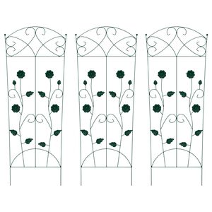 vidaXL Valla de Jard&iacute;n 3 pcs Verde 110,5 x 42,5 cm Acero