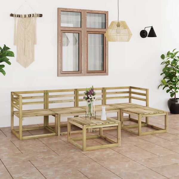 vidaXL Set de muebles de jard&iacute;n 6 pzas madera de pino impregnada verde