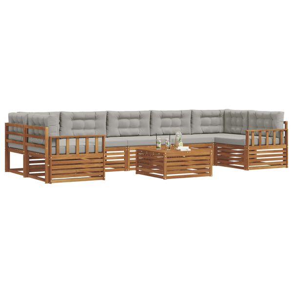 vidaXL Conjunto de sof&aacute;s de exterior 8 pcs Gris Natural y Claro