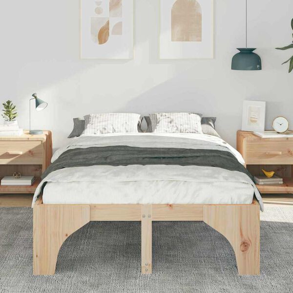 vidaXL Estructura de cama Marrón 140 x 190 cm Madera de pino macizo
