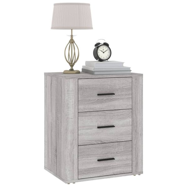 vidaXL Mesita de noche madera contrachapada gris Sonoma 50x36x60 cm