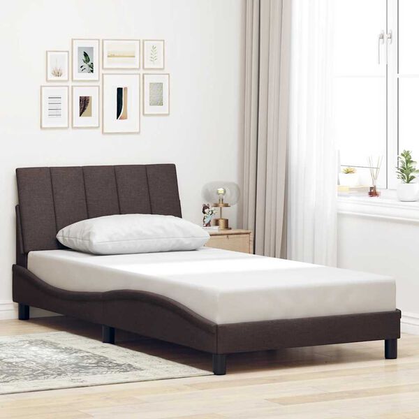 vidaXL Estructura de cama sin colch&oacute;n Hanko tela marr&oacute;n oscuro 100x200 cm