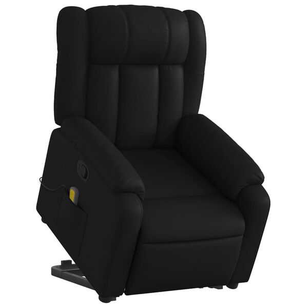 vidaXL Sillón reclinable de masaje de pie cuero artificial negro