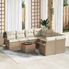 vidaXL Conjunto de sof&aacute;s de jard&iacute;n 9 pcs Beige rat&aacute;n sint&eacute;tico