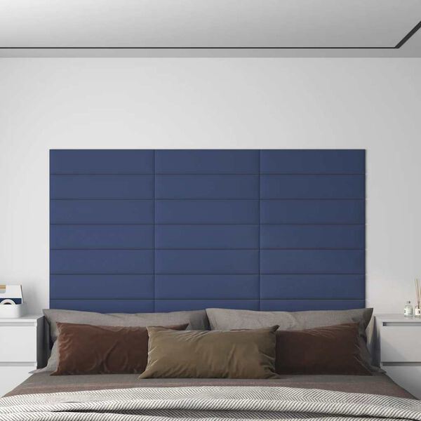 vidaXL Paneles de pared 12 uds tela azul 60x15 cm 1,08 m&sup2;