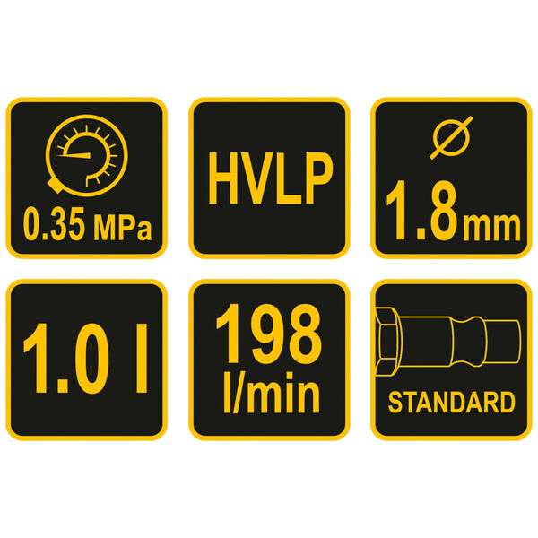 VOREL Pistola pulverizadora HVLP con vaso de l&iacute;quido 1000 ml