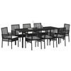 vidaXL Conjunto de Comedor de Jard&iacute;n 9 pcs Negro rat&aacute;n sint&eacute;tico