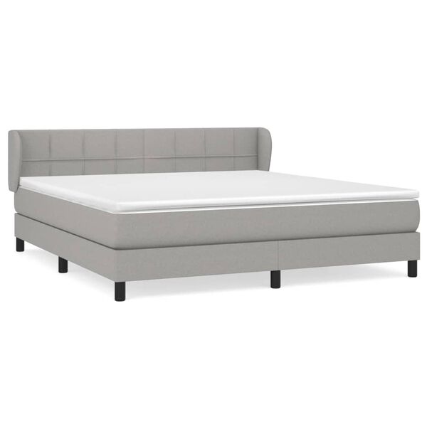 vidaXL Cama box spring con colch&oacute;n tela gris claro 180x200 cm