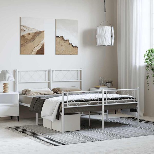 vidaXL Estructura cama sin colchón con estribo metal blanco 150x200 cm