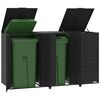 vidaXL Cobertizo de 3 contenedores de basura acero negro 207x79x117 cm