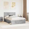 vidaXL Estructura de cama con cabecera Gris concreto 135 x 190 cm
