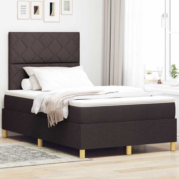 vidaXL Cama tipo Box Spring Marr&oacute;n Oscuro 120 x 200 cm tela