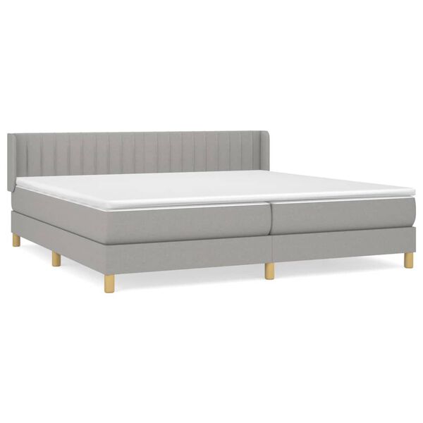 vidaXL Cama box spring con colch&oacute;n tela gris claro 200x200 cm