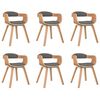 vidaXL Silla de comedor 6 uds madera curvada y tela gris claro