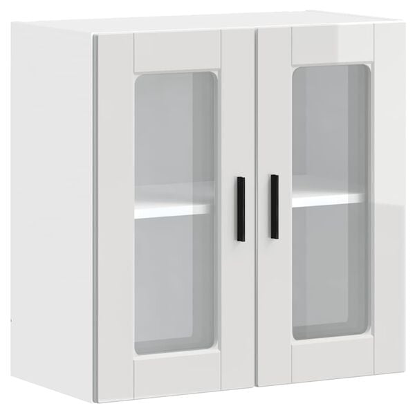 vidaXL Armario pared para cocina puerta cristal Porto blanco brillante