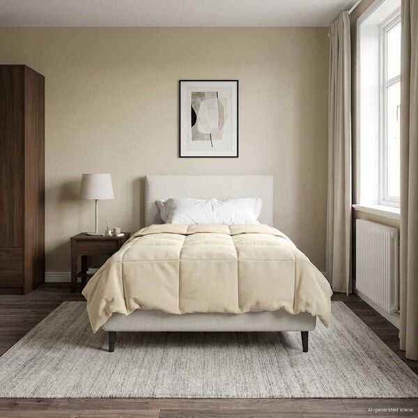 vidaXL Edred&oacute;n de Todo el A&ntilde;o Acolchado Crema 135 x 200 cm Microfibra