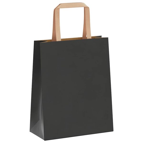 vidaXL Bolsas de papel con asas 250 uds negra 18x8x22 cm