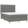 vidaXL Cama box spring con colch&oacute;n tela gris oscuro 140x190 cm