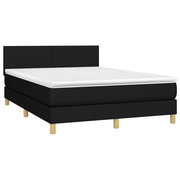 vidaXL Cama box spring con colch&oacute;n tela negro 140x200 cm