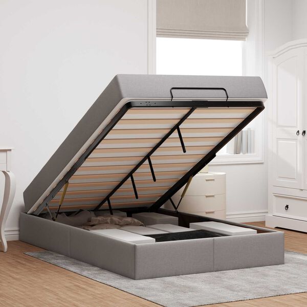 vidaXL Estructura de cama con colch&oacute;n con colch&oacute;n 2 pcs Taup&eacute; tela