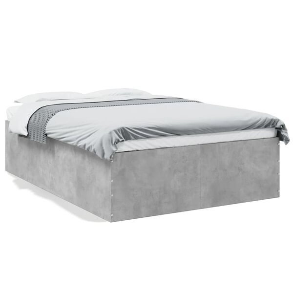 vidaXL Estructura de cama madera de ingenier&iacute;a gris hormig&oacute;n 135x190cm